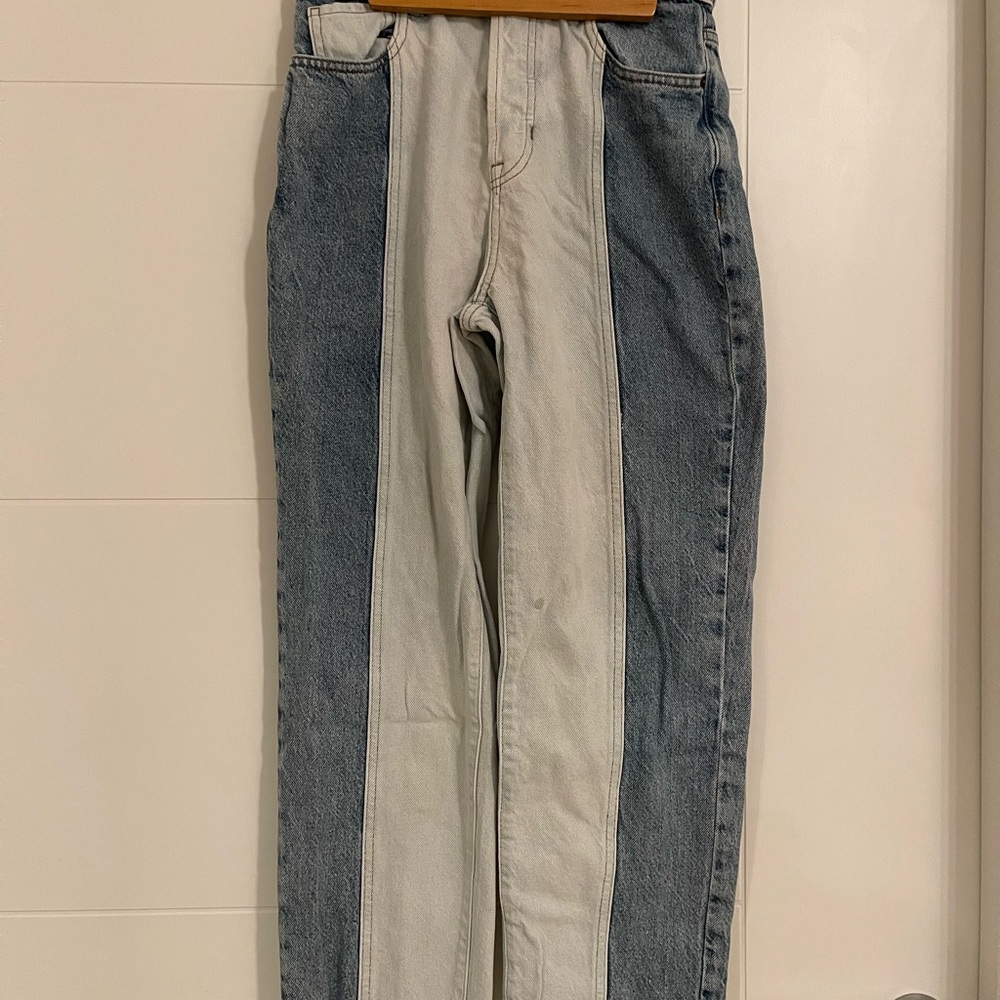 PacSun Blue and Gray High-rise Straight Leg Jeans